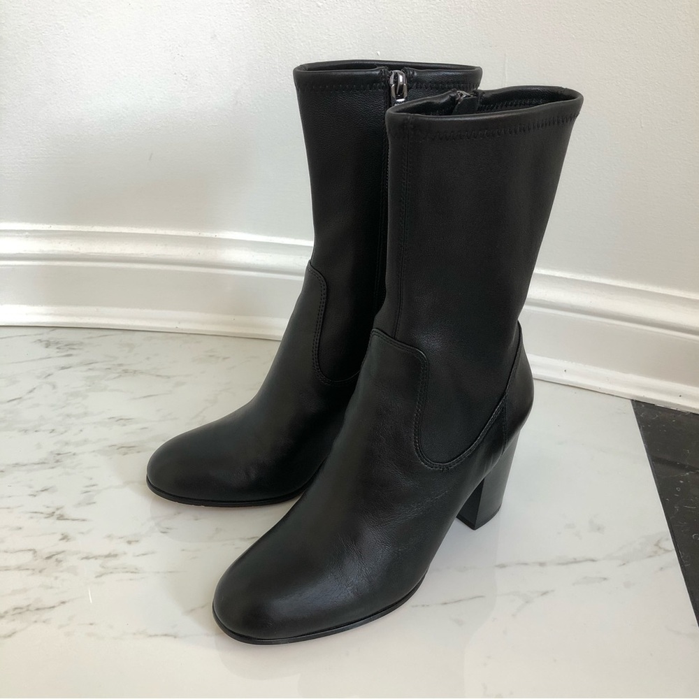 Sz6.5 Coach calfskin heeled boots